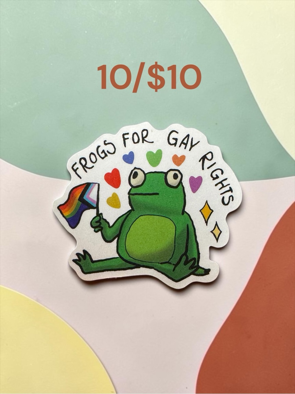 10 / $10 Frogs for Gay Rights Pride Sticker